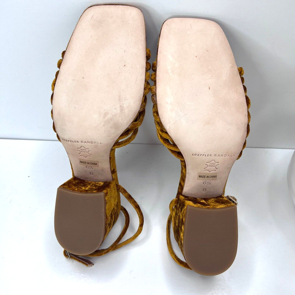 Loeffler Randall Renee-VL Knot Heel Velvet Sandal Ochre Women 6.5B Anthropologie - Picture 9 of 11